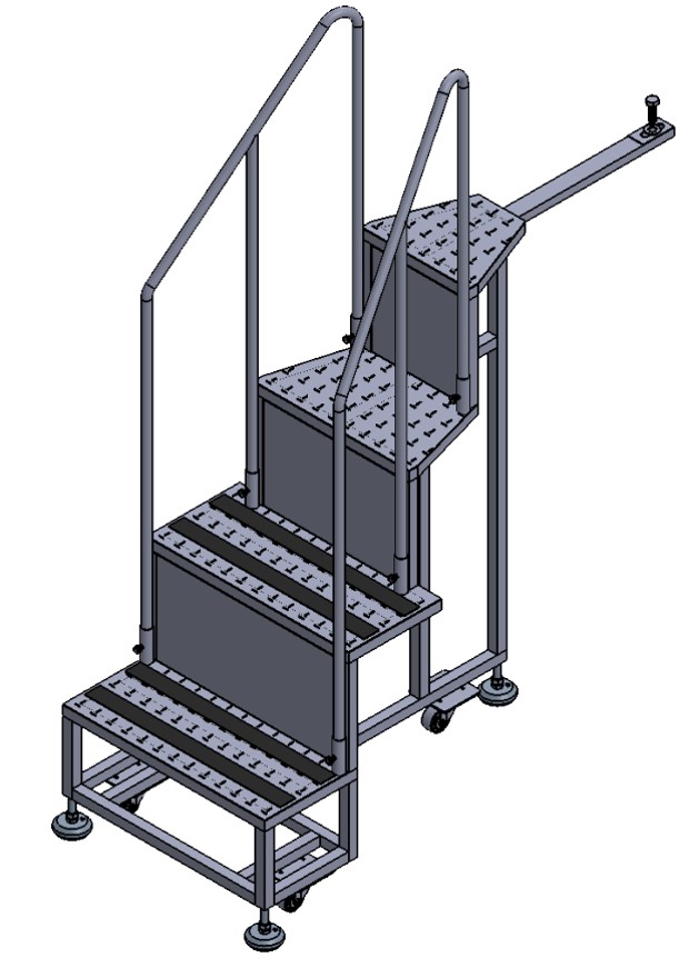 Four-step work stairs (double handrails)